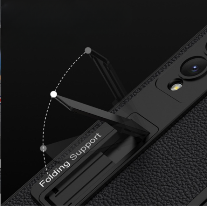 GKK - GKK Galaxy Z Fold 4 Skal Striped Läder- Svart