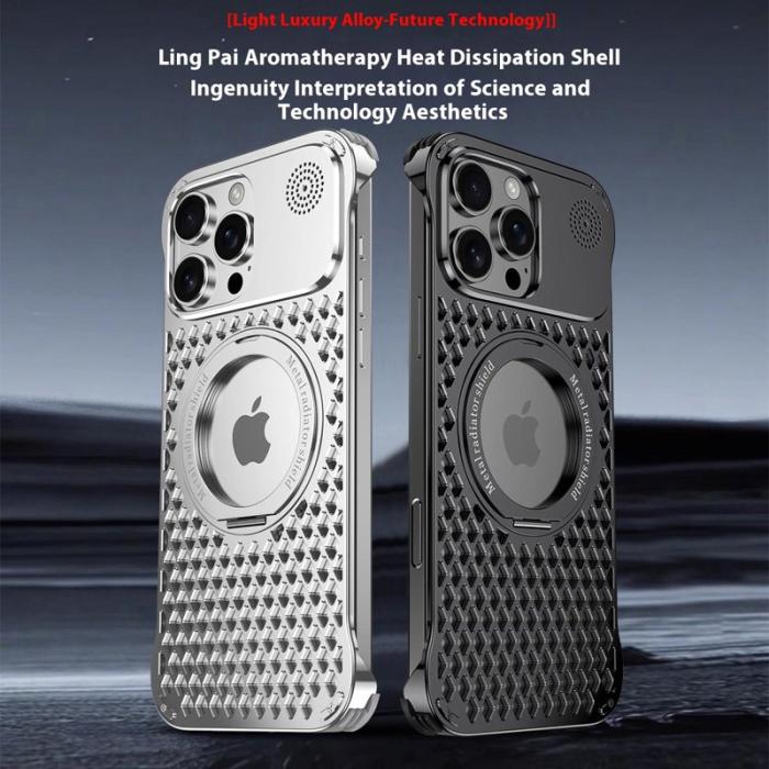 R-JUST - R-JUST RJ64 Mobilskal till iPhone 16 Pro Max Aluminium Svart Cooling