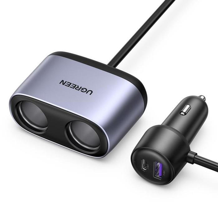UTGATT1 - Baseus Billaddare USB Till Typ-C Med 2x Biluttag - Grå