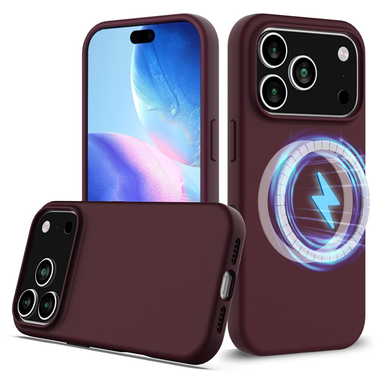iPhone 17 Pro Max Mobilskal MagSafe Silikon Anti-Drop - Vinröd | 2353 | AlltMobil