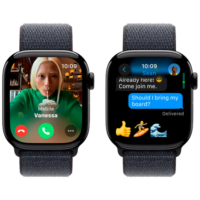 Apple - Apple Watch Series 10 46mm GPS (Jet Black Aluminium - Ink Sport Loop)