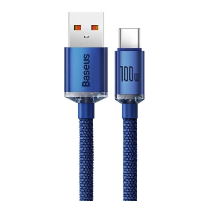 BASEUS - Baseus USB Till USB-C 100W 2m Kabel Crystal Shine - Blå
