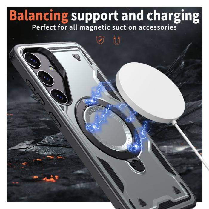 N/A - Mobilskal till Samsung Galaxy S25/S24 Plast Militärskydd Kickstand - Grå