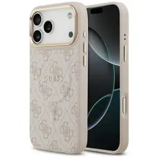 Guess - Guess iPhone 17 Pro Max Mobilskal MagSafe 4G PU Classic Logo - Rosa
