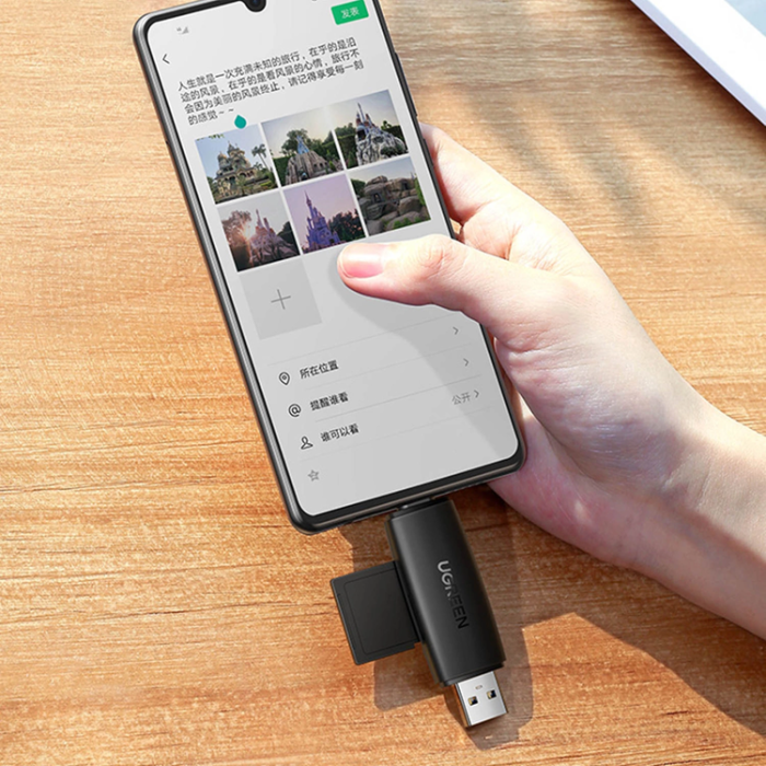 Ugreen - Ugreen USB-A Till USB-C Micro SD Card Reader - Svart