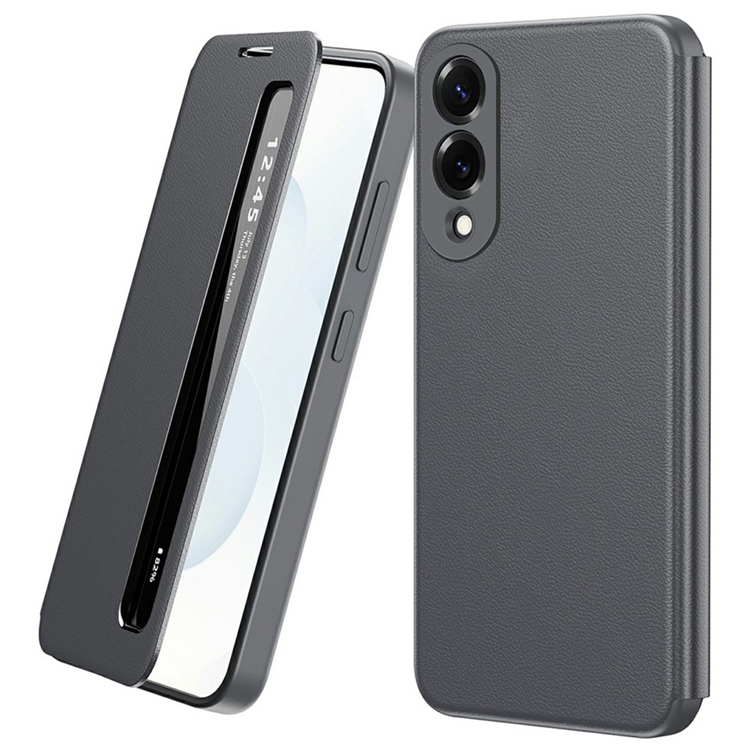 Galaxy S25 Edge Mobilskal Smart View Window Läder - Grå (Grå) | 2353 | AlltMobil