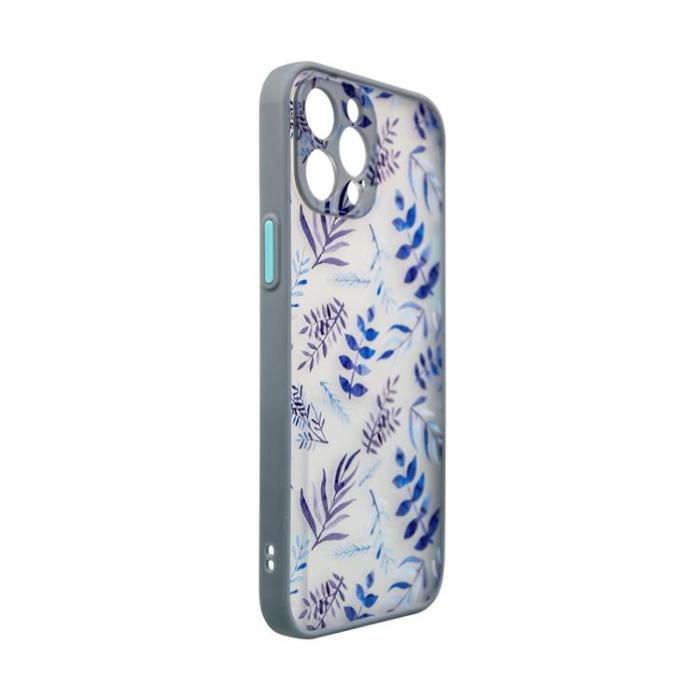 OEM - iPhone 12 Pro Max Skal Flower Design - Morkblå