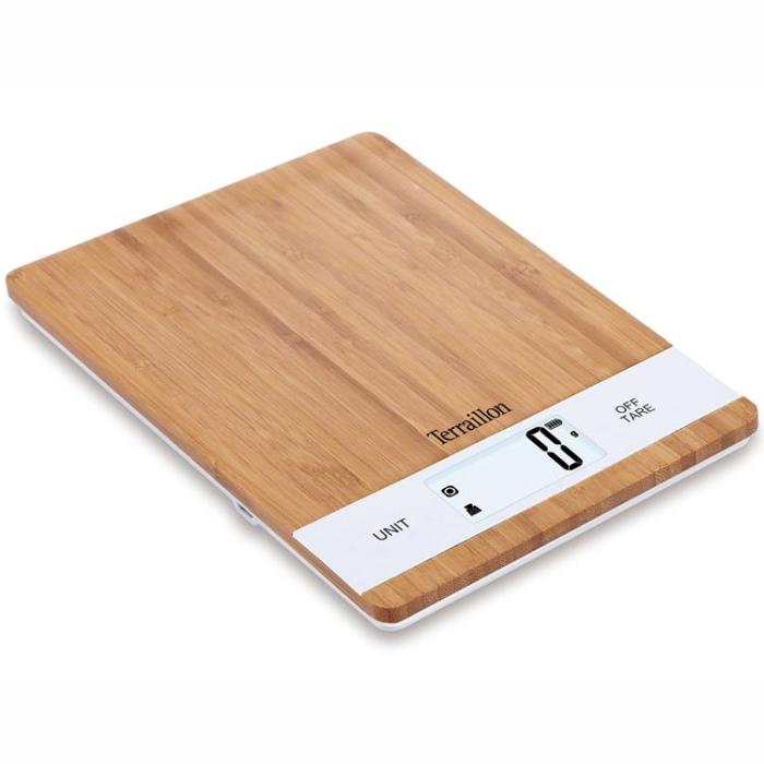 Terraillon - Terraillon Köksvåg Bamboo Uppladdningsbar, 5 kg