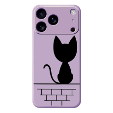 A-One Brand - iPhone 17 Pro Mobilskal Black Cat on the Wall - Lila