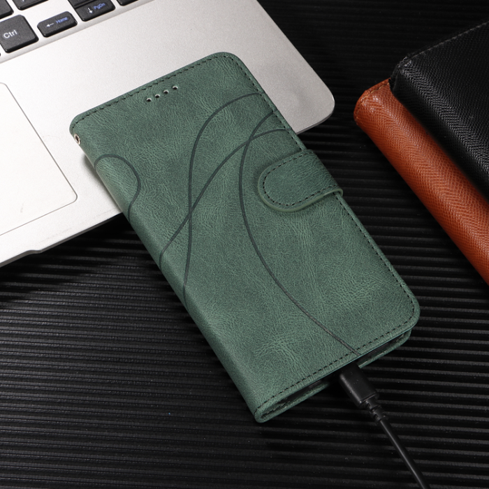 A-One Brand - Sony Xperia 10 VII Plånboksfodral Curved Line Läder - Grön