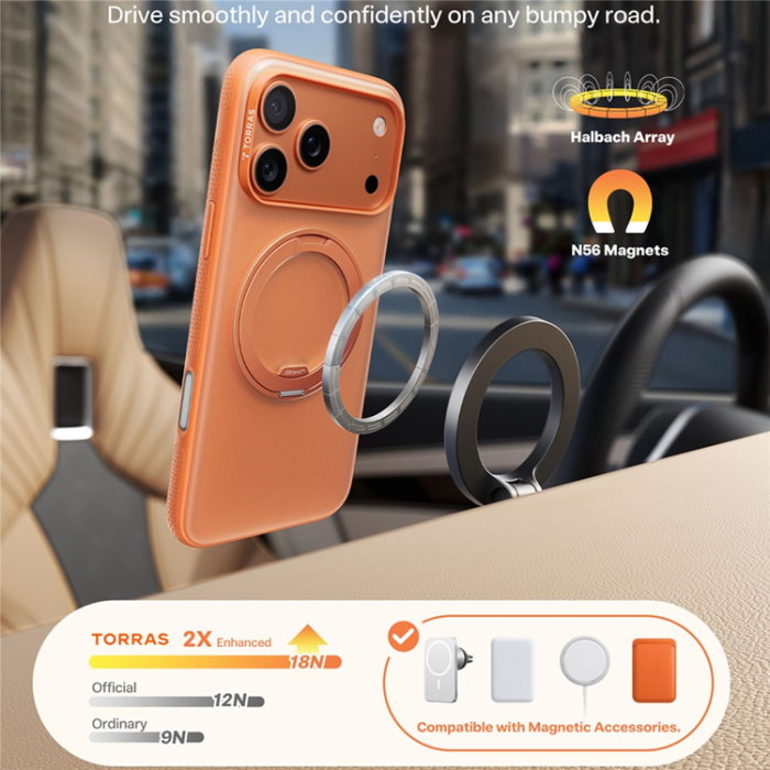 Torras - TORRAS iPhone 17 Pro Max Mobilskal MagSafe O Fitness - Orange