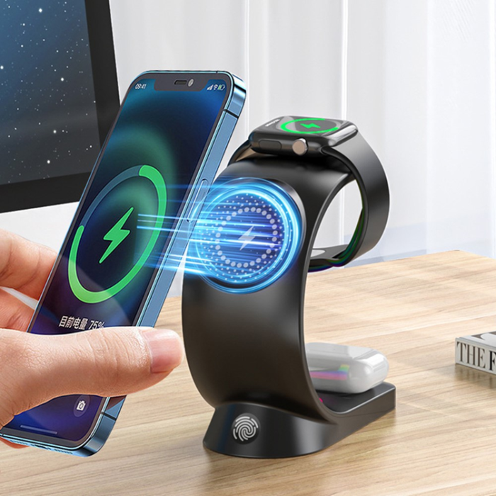 OEM - 3in1 MagSafe Trådlös Laddare iPhone, Apple Watch, Airpods - T17