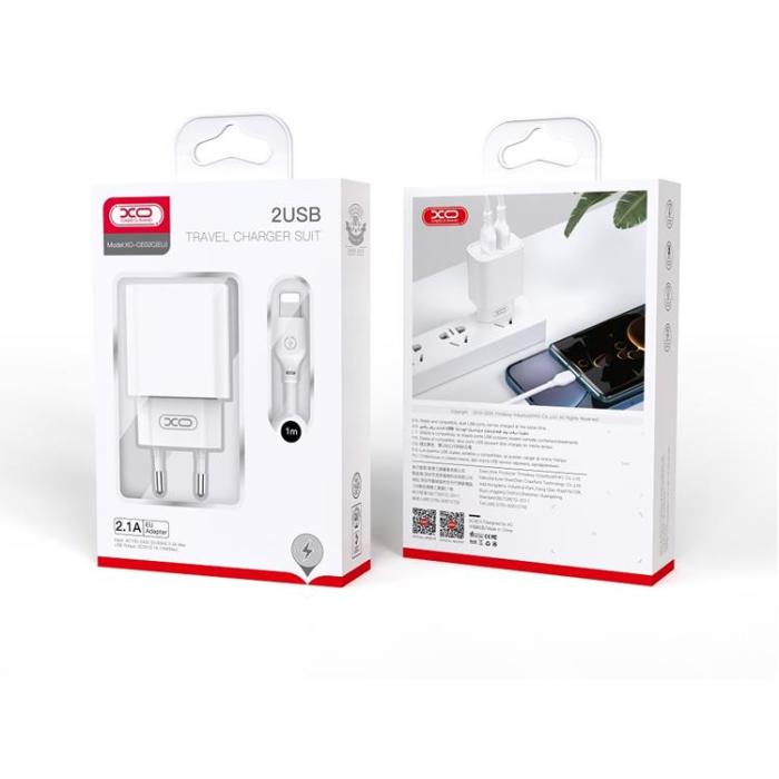 XO - XO Väggladdare 2x USB 2.1A med MicroUSB Kabel CE02C - Vit