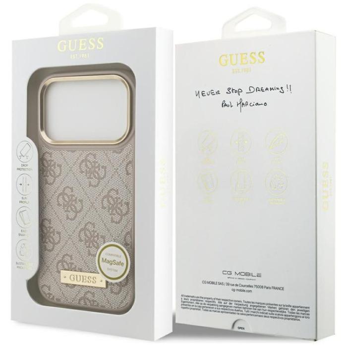 Guess - Guess iPhone 17 Pro Mobilskal MagSafe 4G Logo Plate - Rosa