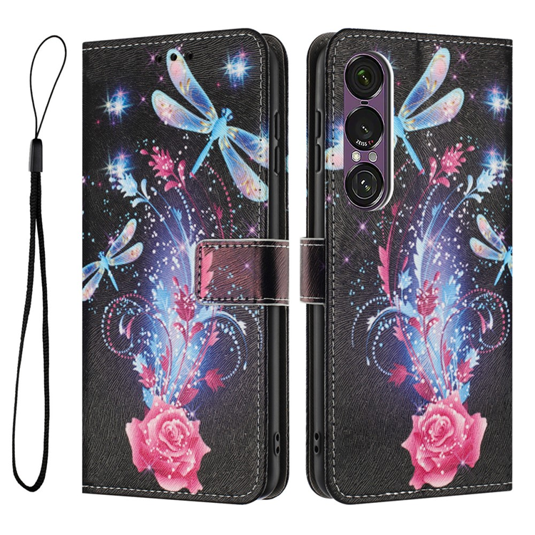 Sony Xperia 1 VII Konstläder Plånboksfodral Pattern Printing - Dragonfly | 2353 | AlltMobil