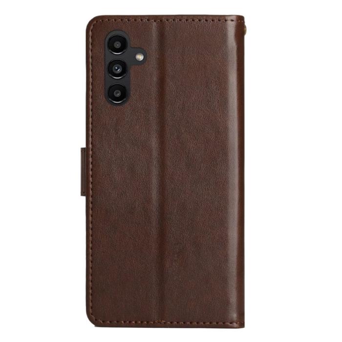 OEM - Samsung Galaxy S26+ Plånboksfodral Konstläder Fjäril Blomma - Brun
