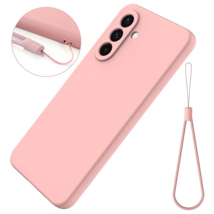 OEM - Mobilskal till Samsung Galaxy S26+ Flytande Silikon Med Handrem - Rosa