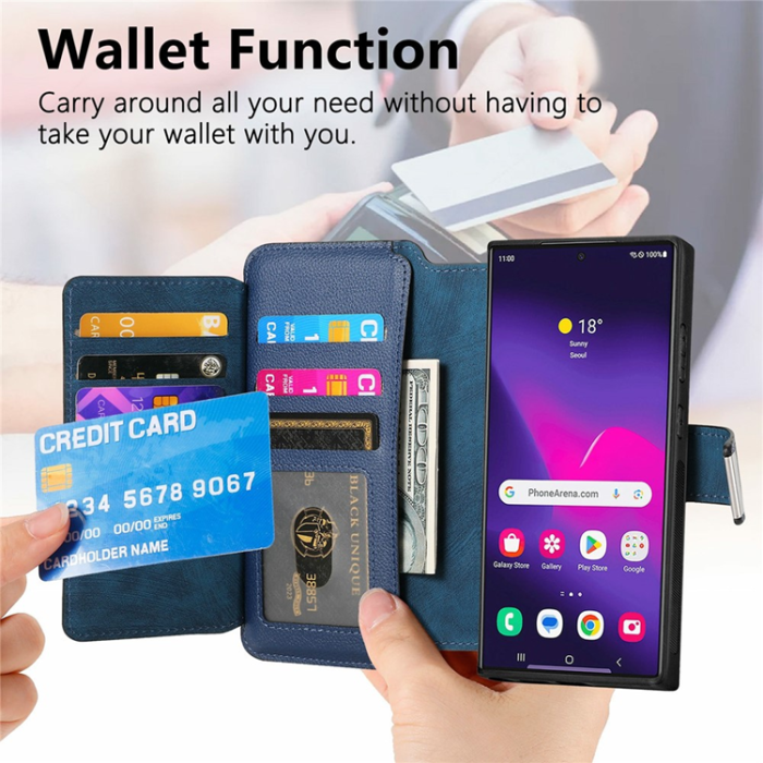 CASENEO - Caseneo Plånboksfodral För Galaxy S26 Ultra Magnetic Läder - Blå