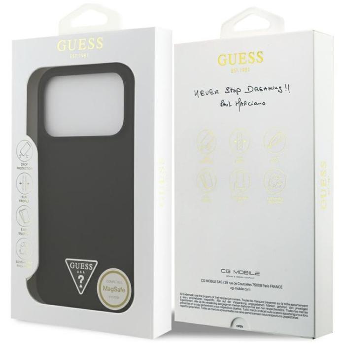 Guess - Guess iPhone 17 Pro Max Mobilskal MagSafe Silikon Triangle Logo - Svart