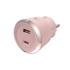 CAPIDI - CAPIDI S&auml;kerhetstimer USB A+C 1-4 3.4A Rosa