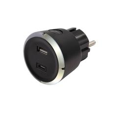 CAPIDI - CAPIDI S&auml;kerhetstimer USB A+C 1-4 3.4A Svart