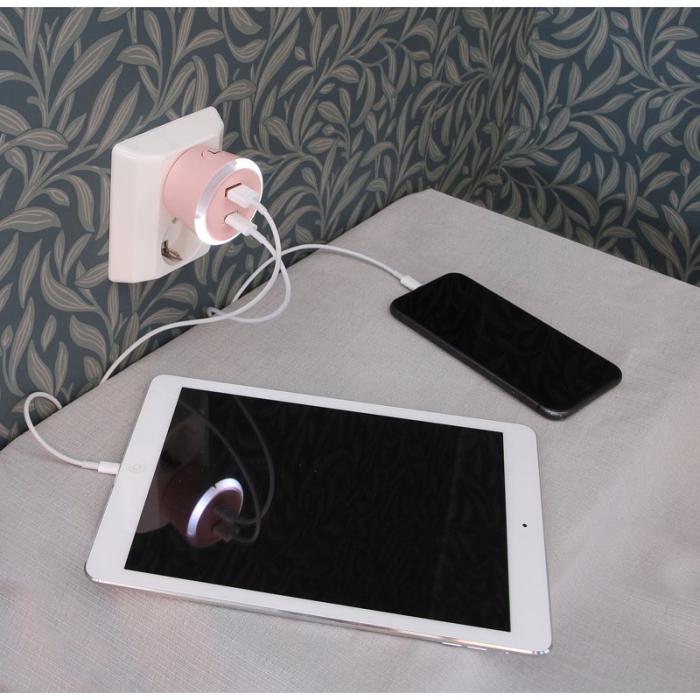 CAPIDI - CAPIDI Säkerhetstimer USB A+C 1-4 3.4A Rosa