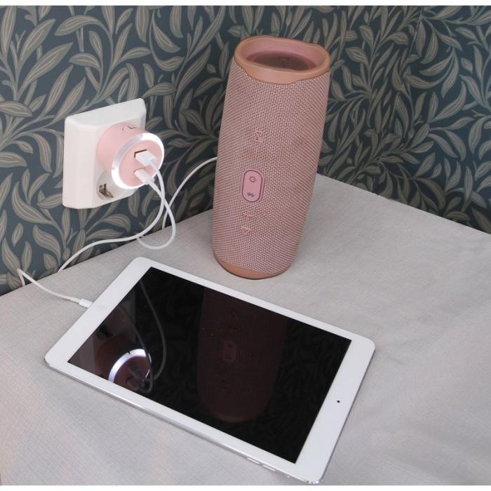 CAPIDI - CAPIDI Säkerhetstimer USB A+C 1-4 3.4A Rosa