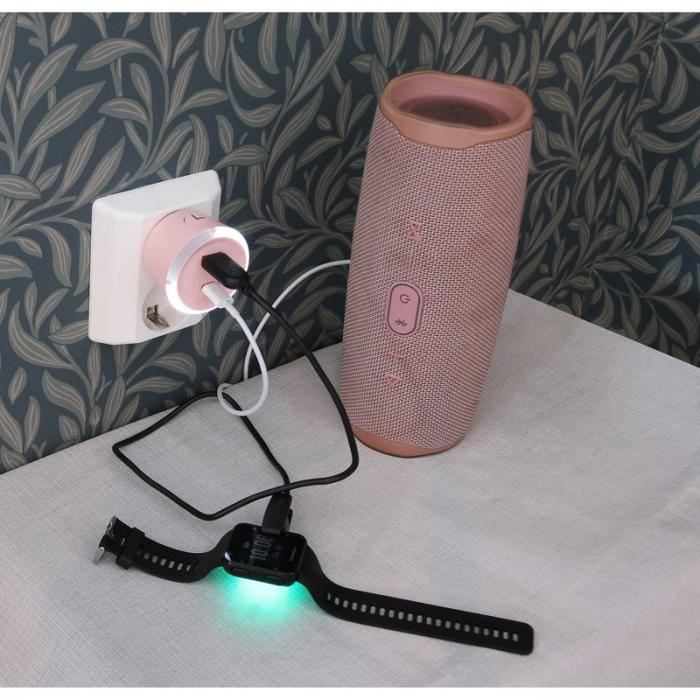 CAPIDI - CAPIDI Säkerhetstimer USB A+C 1-4 3.4A Rosa