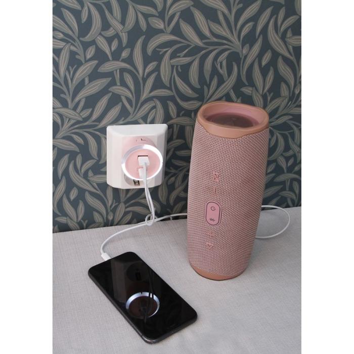 CAPIDI - CAPIDI Säkerhetstimer USB A+C 1-4 3.4A Rosa