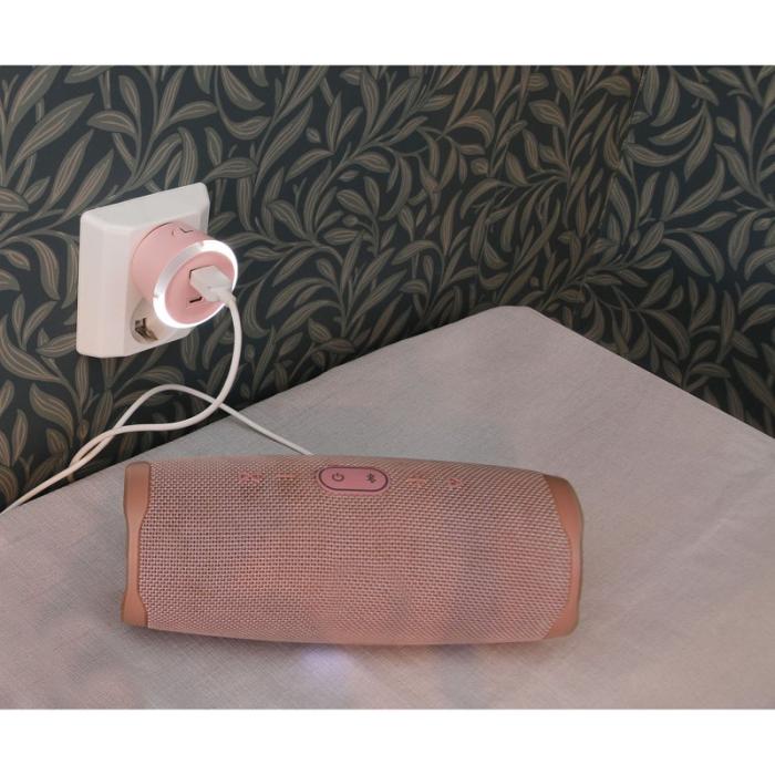 CAPIDI - CAPIDI Säkerhetstimer USB A+C 1-4 3.4A Rosa