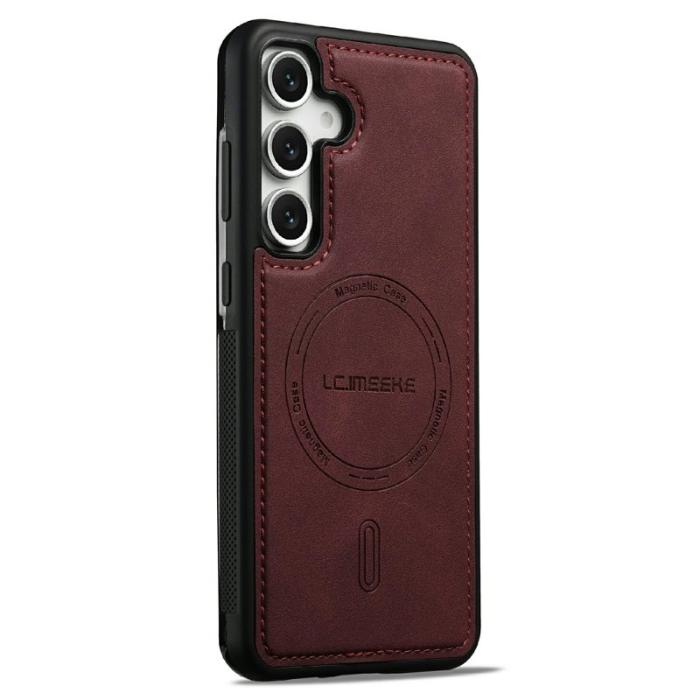 LC.imeeke - LC.IMEEKE Mobilskal för Samsung Galaxy S26 Magnetiskt Konstläder PC + TPU - Röd