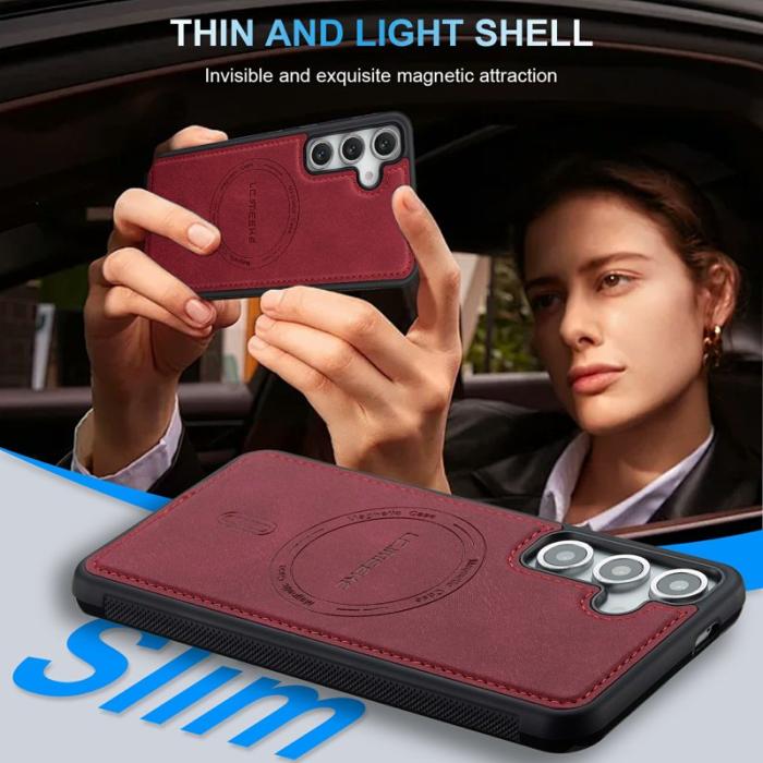 LC.imeeke - LC.IMEEKE Mobilskal för Samsung Galaxy S26 Magnetiskt Konstläder PC + TPU - Röd