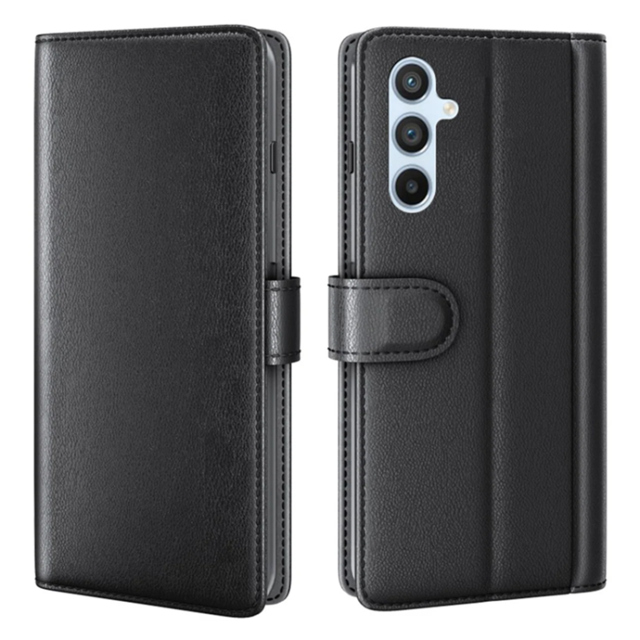 A-One Brand - Galaxy S23 FE Plånboksfodral Äkta Läder - Svart
