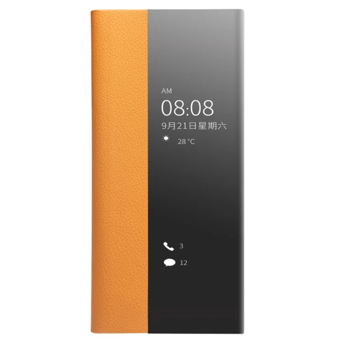 QIALINO - QIALINO Huawei P40 Fodral Äkta Läder med Fönster - Gul