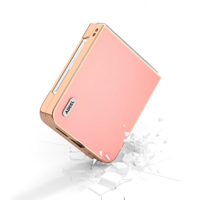 ABEEL - ABEEL Mobilskal till Samsung Galaxy Z Flip7 FE 5G Äkta Läder Rosa