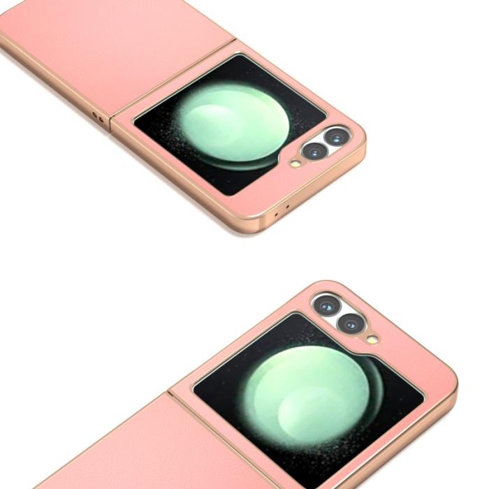 ABEEL - ABEEL Mobilskal till Samsung Galaxy Z Flip7 FE 5G Äkta Läder Rosa