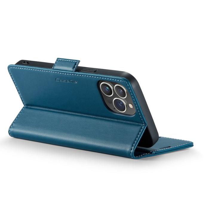 Caseme - CASEME iPhone 14 Pro Max Plånboksfodral Konstläder RFID-Skydd Blokering Blå
