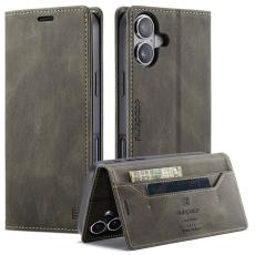 AUTSPACE - AUTSPACE iPhone 16 Plus Wallet Fodral KonstL&auml;der - Kaffe