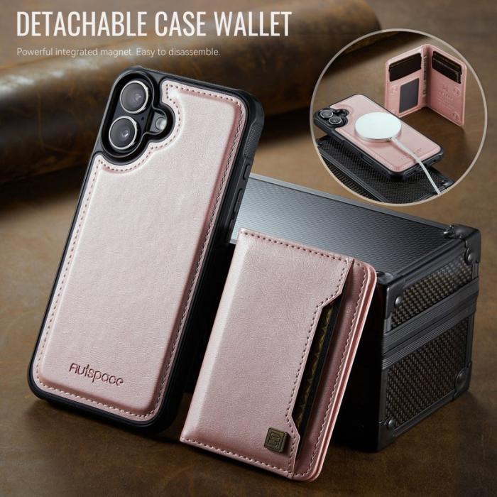 AUTSPACE - AUTSPACE iPhone 16 Plus Fodral Vintage Konstläder - Rosa Gold