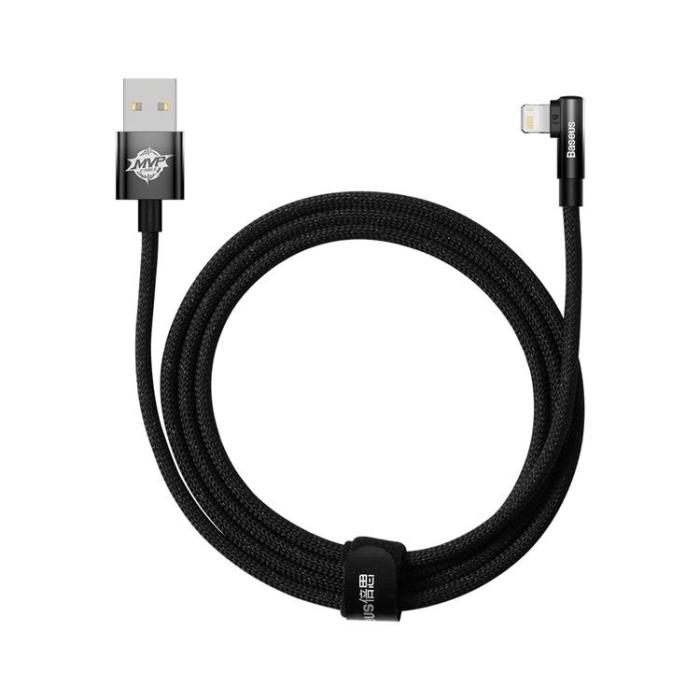 BASEUS - Baseus Elbow USB-A till Lightning kabel 2m - Svart