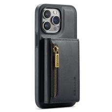 DG.MING - DG.MING iPhone 12/12 Pro Konstl&auml;der Pl&aring;nboksfodral Tri-fold Svart