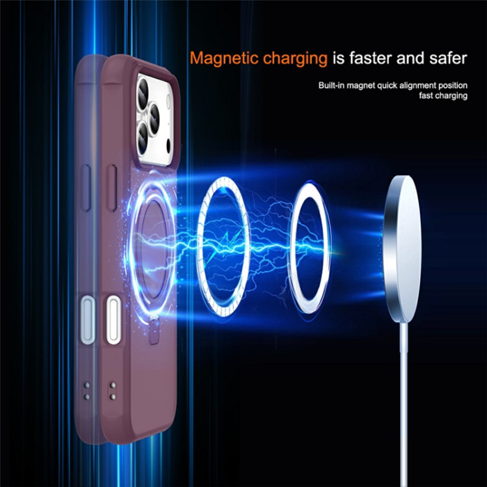 A-One Brand - iPhone 17 Pro Mobilskal MagSafe TPU+PC Kickstand - Vinröd