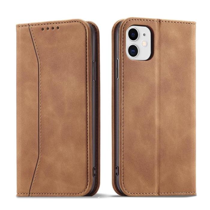 OEM - Magnet Fancy iPhone 12 Plånboksfodral - Brun