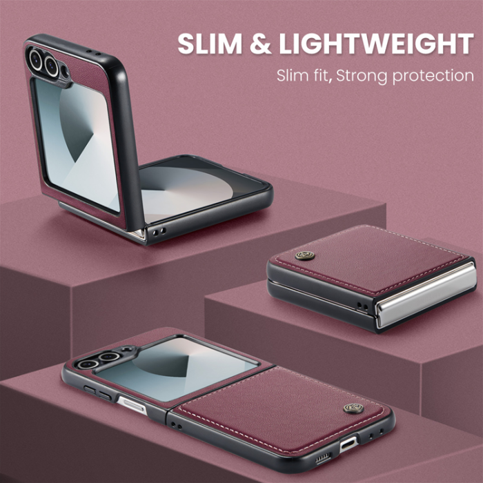Caseme - CASEME Galaxy Z Flip 7 FE Mobilskal RFID Blocking Glossy 023 - Röd