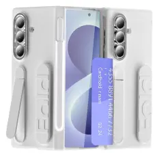 A-One Brand - Mobilskal F&ouml;r Galaxy Z Fold 8 Kortfack Kickstand med Sk&auml;rmskydd - Vit