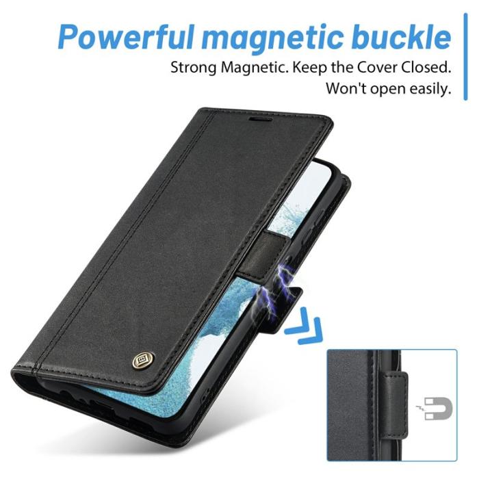 LC.imeeke - LC.IMEEKE Samsung Galaxy S23 FE Konstläder Plånboksfodral Magnetisk - Svart