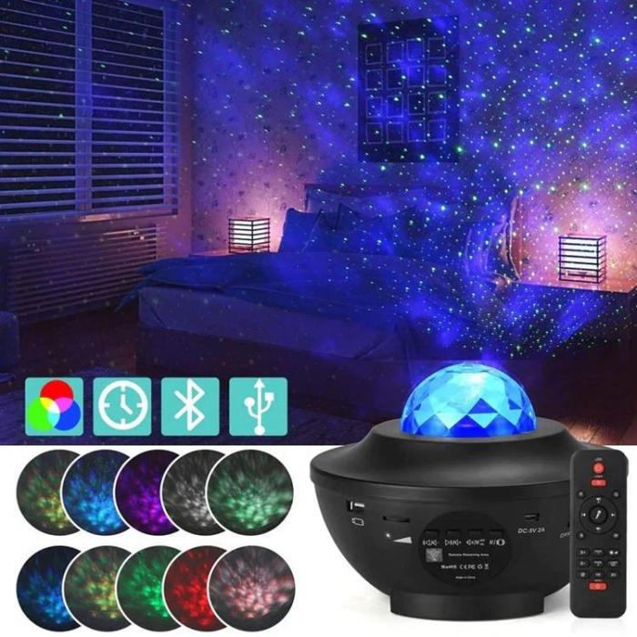 OEM - Projektor STARS LED / Disco med bluetooth högtalare - Vit