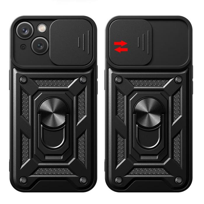 OEM - iPhone 15 Mobilskal Camshield Hybrid Armor - Svart