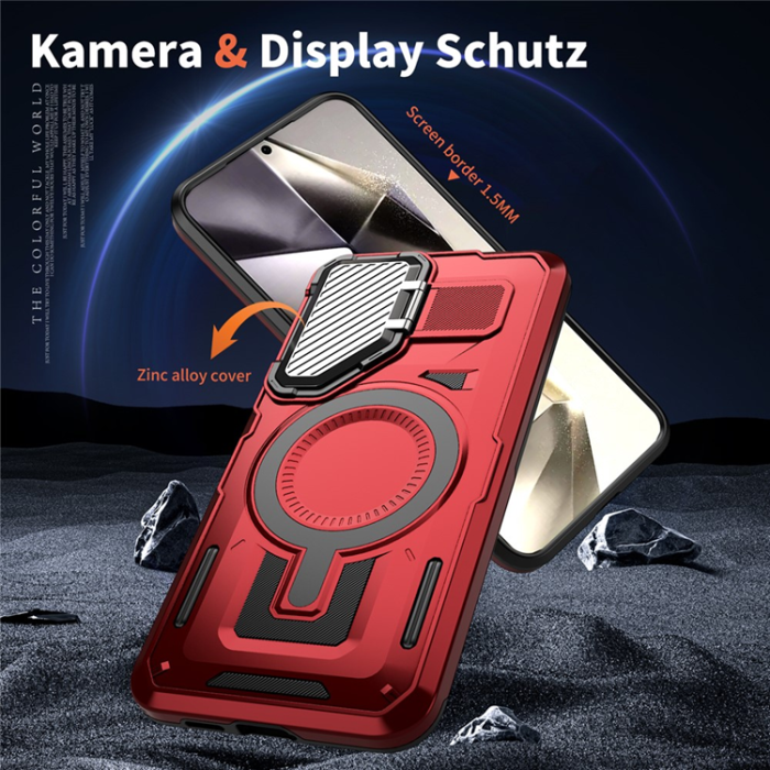 A-One Brand - Galaxy S25/S24 Mobilskal MagSafe Kickstand - Röd