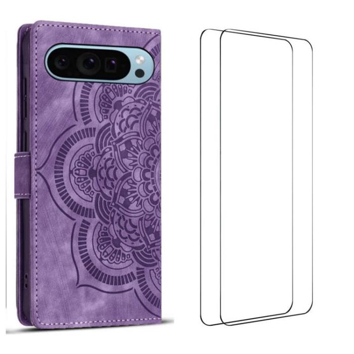 WANLONFENG - WANLONFENG Google Pixel 10 Plånboksfodral Med 2 härdat glas